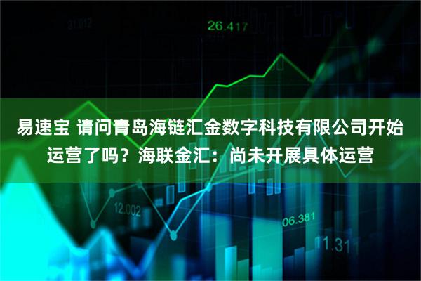 易速宝 请问青岛海链汇金数字科技有限公司开始运营了吗？海联金汇：尚未开展具体运营